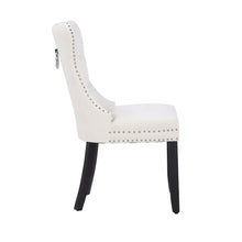 BTExpert White High Back Velvet Tufted Upholstery, Solid Wood Nail Trim, Ring Dining Chair