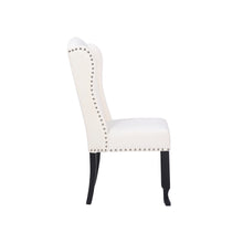 BTEXPERT White Velvet High Back Tufted Upholstered Solid Wood Accent Nail Trim Ring Living Room Side Kitchen Dining Chair Set of 2