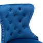 BTExpert Blue Velvet Farmhouse Bar Stools, 26" High Tufted Wingback, Wooden Legs Home Dining Room Island - Set of 2
