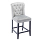 BTExpert Light Gray Velvet Victorian Wingback Bar Stools, 26" High, Diamond Tufting, Solid Wooden Legs - Set of 2