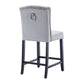 BTExpert Light Gray Velvet Victorian Wingback Bar Stools, 26" High, Diamond Tufting, Solid Wooden Legs - Set of 2