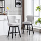 BTExpert Mid-Century Modern Linen Upholstered Swivel Barstools, 26" Counter Height - Set of 2