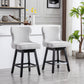 BTExpert Mid-Century Modern Linen Upholstered Swivel Barstools, 26" Counter Height - Set of 2