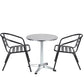 BTExpert Indoor Outdoor 27.5" Round Restaurant Table for Patio Stainless Steel Silver Aluminum Furniture with base