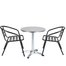 BTExpert Indoor Outdoor 27.5" Round Restaurant Table for Patio Stainless Steel Silver Aluminum Furniture with base