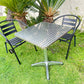 BTExpert 23.75" Square Steel Table + 2 Black Metal Slat Chairs Indoor Outdoor Commercial Lightweight