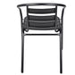 BTExpert Indoor Outdoor Black Restaurant Metal Aluminum Slat Stack Chairs Lightweight - Set of 5