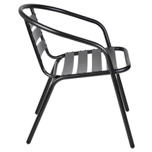 BTExpert Indoor Outdoor Set of 3 Black Restaurant Metal Aluminum Slat Stack Chairs Lightweight