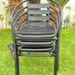 BTExpert Indoor Outdoor Black Restaurant Metal Aluminum Slat Stack Chairs Lightweight - Set of 5