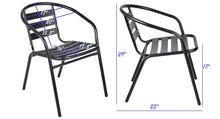 BTExpert Indoor Outdoor Set of 5 Black Restaurant Metal Aluminum Slat Stack Chairs Lightweight