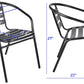 BTExpert 23.75" Round Steel Table + 2 Black Metal Slat Chairs, Indoor Outdoor Commercial Lightweight