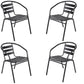 BTExpert Indoor Outdoor Black Restaurant Metal Aluminum Slat Stack Chairs Lightweight - Set of 4