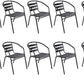 BTExpert Indoor Outdoor Black Restaurant Metal Aluminum Slat Stack Chairs Lightweight - Set of 10