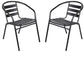 BTExpert Indoor Outdoor Black Restaurant Metal Aluminum Slat Stack Chairs Lightweight - Set of 4