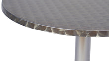 BTExpert Indoor Outdoor 23.75" Round Restaurant Table Stainless Steel Silver Aluminum + 2 Brown Restaurant Rattan Stack Chairs Commercial Lightweight