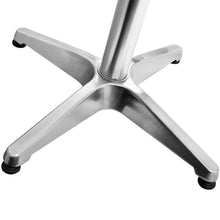 BTExpert Indoor Outdoor 23.75" Round Restaurant Table Stainless Steel Silver Aluminum + 3 Brown Restaurant Rattan Stack Chairs Commercial Lightweight
