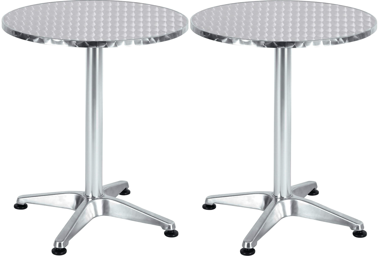 BTExpert Indoor Outdoor 23.75" Round Restaurant Table for Patio Stainless Steel Silver Aluminum Furniture with base Set of 2