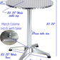 BTExpert Indoor Outdoor 23.75" Round Table Stainless Steel Silver Aluminum + 3 Brown Stack Chairs
