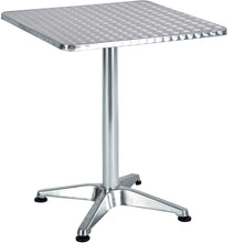 BTExpert Indoor Outdoor 23.75" Square Restaurant Table Stainless Steel Silver Aluminum + 2 Gray Flexible Sling Stack Chairs Commercial Lightweight