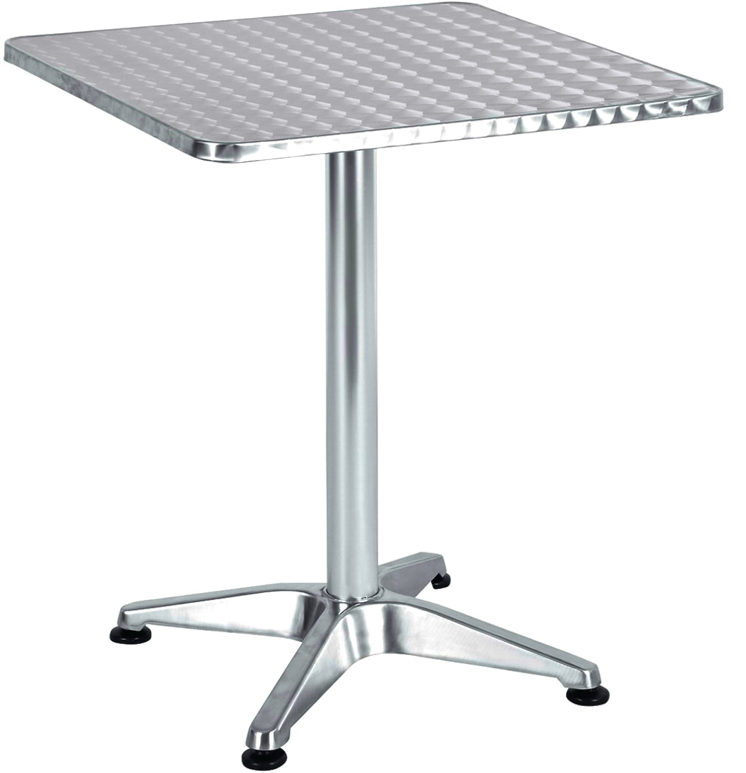 BTExpert Indoor Outdoor 23.75" square Restaurant Table for Patio Stainless Steel Silver Aluminum Furniture with base Set of 2