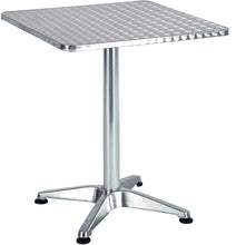 BTExpert Indoor Outdoor 23.75" Square Restaurant Table Stainless Steel Silver Aluminum + 3 Black Restaurant Rattan Stack Chairs Commercial Lightweight