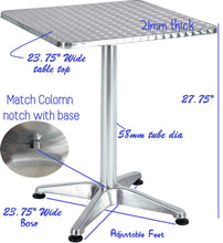 BTExpert Indoor Outdoor 23.75" Square Restaurant Table Stainless Steel Silver Aluminum + 2 Gray Restaurant Rattan Stack Chairs Commercial Lightweight