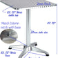 BTExpert 23.75" Square Steel Table + 3 Gray Flexible Sling Stack Chairs Indoor Outdoor Commercial Lightweight