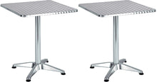 BTExpert Indoor Outdoor 23.75" square Restaurant Table for Patio Stainless Steel Silver Aluminum Furniture with base Set of 2