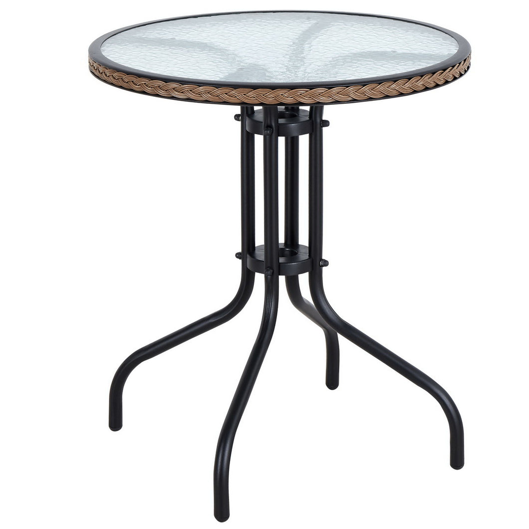 Round tempered glass patio on sale table