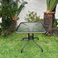 BTExpert Indoor Outdoor 28" Square Glass Metal Table Gray Rattan Trim + 4 Gray Rattan Stack Chairs