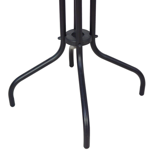 BTExpert Indoor Outdoor 23.75" Round Glass Metal Table + 3 Brown Rattan Stack Chairs