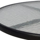 BTExpert 23.75" Round Glass Metal Table + 4 Gray Rattan Stack Chairs, Indoor Outdoor Commercial Lightweight