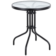 BTExpert Indoor Outdoor 23.75" Round Tempered Glass Metal Restaurant Table Black