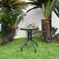 BTExpert Indoor Outdoor 23.75" Round Tempered Glass Metal Table + 3 Brown Flexible Sling Stack Chairs