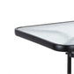 BTExpert Indoor Outdoor 23.75" Square Tempered Glass Metal Table + 3 Brown Flexible Sling Stack Chairs