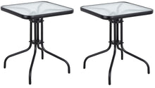 BTExpert Indoor Outdoor 23.75" Sqaure Tempered Glass Metal Restaurant Table Black Set of 2