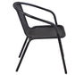 BTExpert 23.75" Round Table Stainless Steel Silver Aluminum + 4 Black Restaurant Rattan Stack Chairs