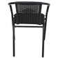 BTExpert Indoor Outdoor Black Restaurant Rattan Stack Chairs - Set of 2