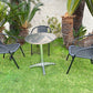 BTExpert 23.75" RoundTable Stainless Steel Silver Aluminum + 3 Black Rattan Stack Chairs