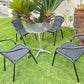 BTExpert 23.75" Round Table Stainless Steel Silver Aluminum + 4 Black Restaurant Rattan Stack Chairs