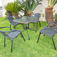 BTExpert Indoor Outdoor 28" Square Glass Metal Table Black Rattan Trim + 4 Black Rattan Stack Chairs