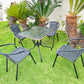 BTExpert Indoor Outdoor 28" Square Glass Metal Table Black Rattan Trim + 4 Black Rattan Stack Chairs