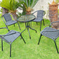 BTExpert 23.75" Round Glass Metal Table + 4 Black Rattan Chairs, Indoor Outdoor Commercial Lightweight