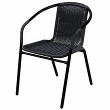 BTExpert Indoor Outdoor 3 - Set of Three Black Restaurant Rattan Stack Chairs