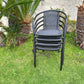 BTExpert Indoor Outdoor 28" Square Glass Metal Table Black Rattan Trim + 2 Black Rattan Stack Chairs