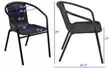 BTExpert Indoor Outdoor 2 - Set of Two Black Restaurant Rattan Stack Chairs