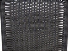 BTExpert Indoor Outdoor 28" Round Tempered Glass Metal Table Black Rattan Trim + 3 Black Restaurant Rattan Stack Chairs