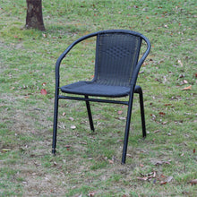 BTExpert Indoor Outdoor 2 - Set of Two Black Restaurant Rattan Stack Chairs