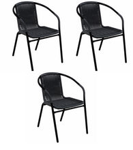 BTExpert Indoor Outdoor 5 - Set of Five Black Restaurant Rattan Stack Chairs