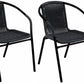 BTExpert Indoor Outdoor Black Restaurant Rattan Stack Chairs - Set of 5